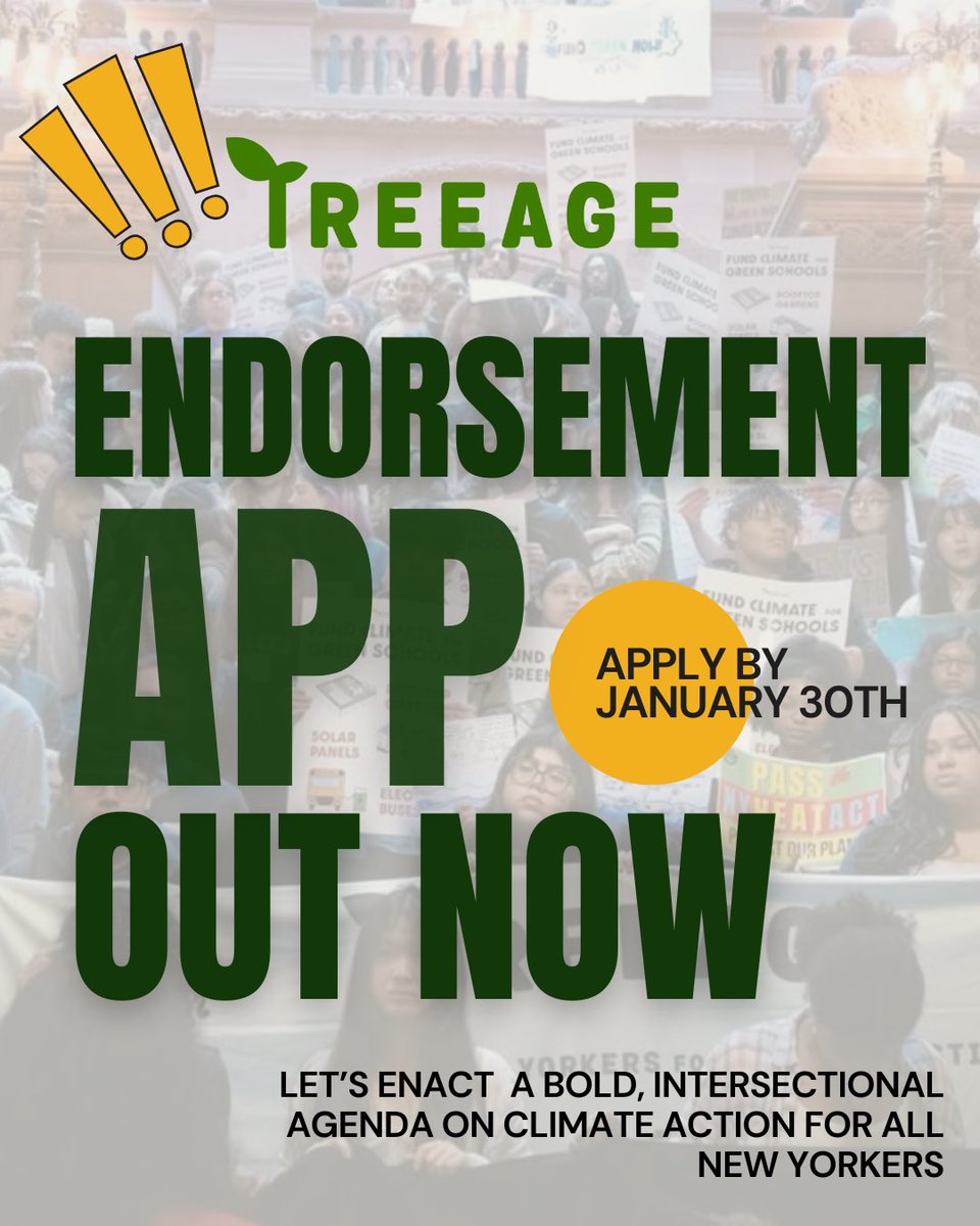 TREEage_Team's tweet photo. Are you running for State Assembly or State Senate? Apply for our endorsement through the link in our bio. 

Submit by January 30th! https://t.co/U0jcQBJeGF