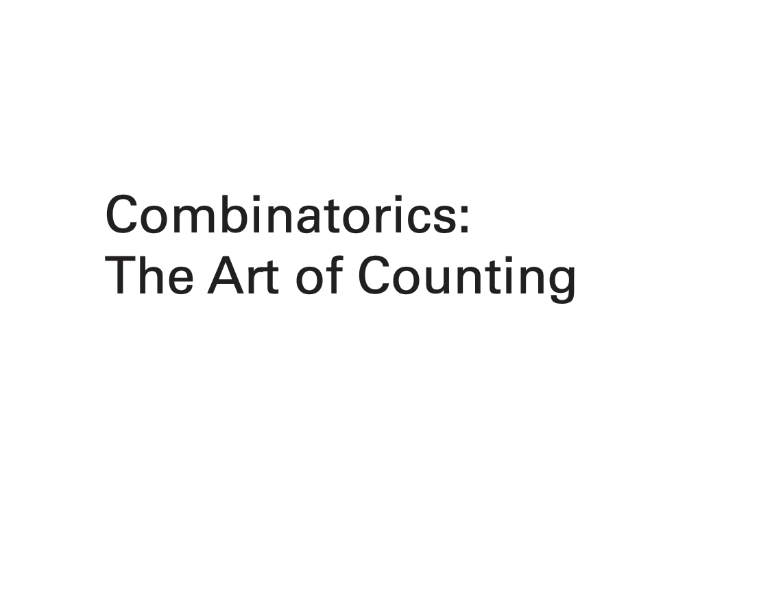 Combinatorics: The Art of Counting
by Bruce Sagan

PDF: users.math.msu.edu/users/bsagan/B…
