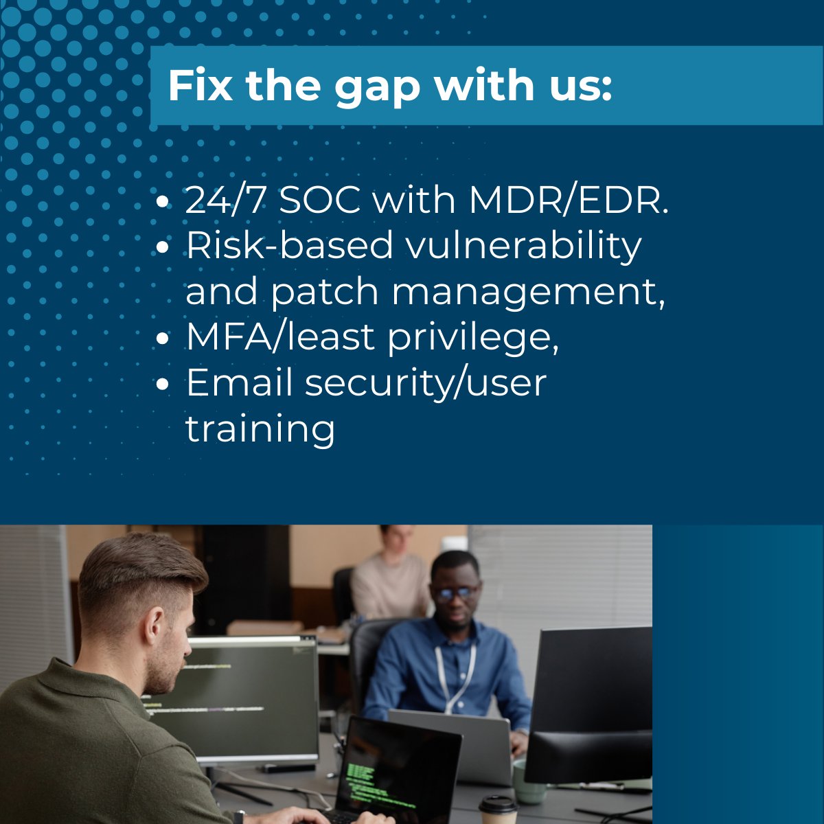Almost secure” is the most expensive cybersecurity posture. Security gaps don’t alert you.
They wait—until multiple failures align.
Because in cybersecurity, almost is never enough.

#Cybersecurity #ManagedIT #ZeroTrust #EDR #MDR #CyberRisk