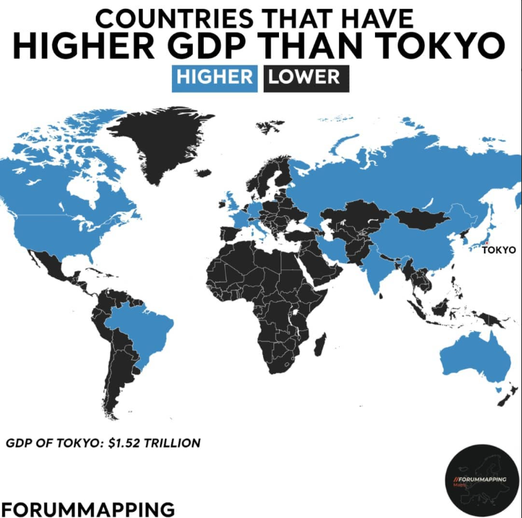 forummapping's tweet photo. @theepicmap Countries that have higher GDP than Tokyo https://t.co/kVa66mSE7K