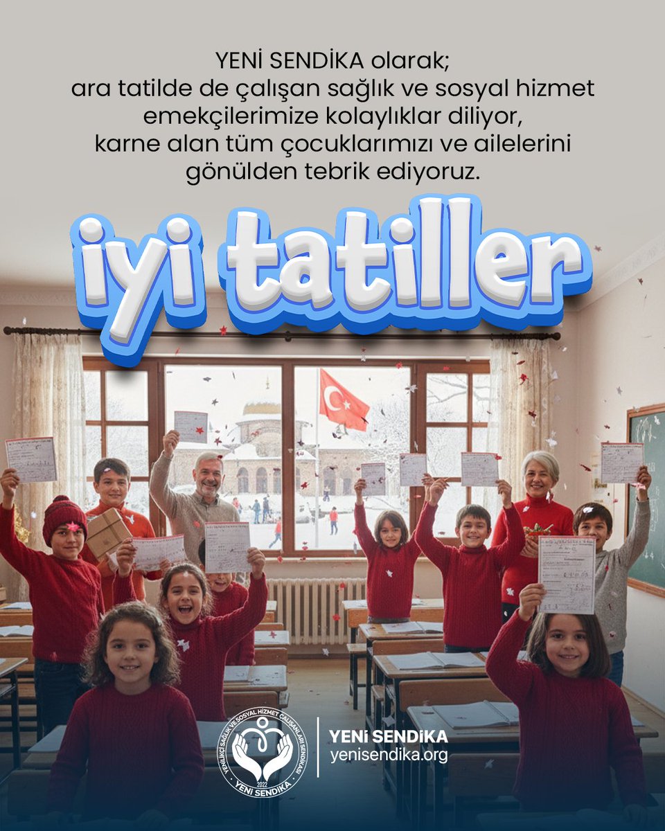 YenisendikaORG's tweet image. 🎒📚 Ara Tatil ve Karne Sevinci

Ara tatil başlarken, karne heyecanı yaşayan tüm çocuklarımızı yürekten tebrik ediyor;
bu başarıda emeği olan fedakâr anne babaları kutluyoruz.

Çocuklarımız evde tatilin keyfini sürerken,
sağlık ve sosyal hizmet çalışanlarımız yine görev başında……