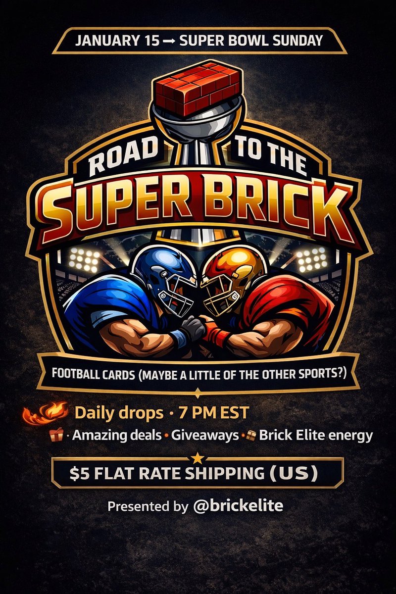 🚨 IT STARTS TONIGHT 🚨

Road to the Super Brick kicks off at 7 PM EST 🧱🏈

🎯 Today &amp; tomorrow = 50¢ OBO offerings
Playoff vibes. Value everywhere. Daily drops all the way to Super Bowl Sunday.

Brick Squad… lock in. Let’s run it. 🔥

#RoadToTheSuperBrick #BrickElite