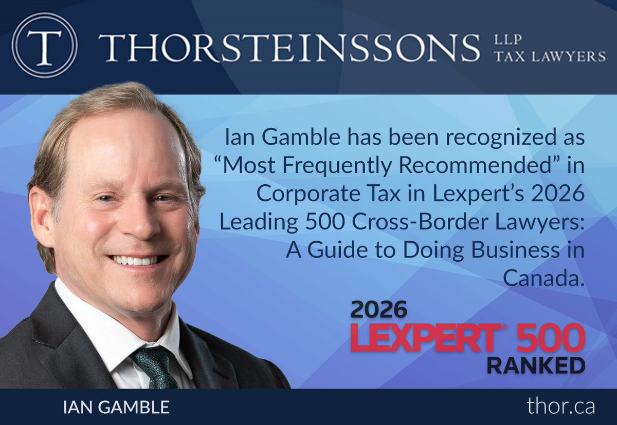Ian Gamble has been named among Canada’s 2026 Leading Legal Practitioners in Corporate Tax in Lexpert’s Leading 500 Cross-Border Lawyers: A Guide to Doing Business in Canada.

lexpert.ca/rankings/best-…

#taxlaw #taxlawyers #canadiantax #lexpert #corporatetax