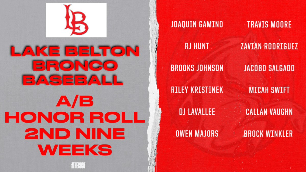 LBBBaseball's tweet image. Congratulations to these Bronco Baseball players that achieved A or A/B Honor Roll for the 2nd Nine weeks.  Thank you for your great effort in the classroom!!!