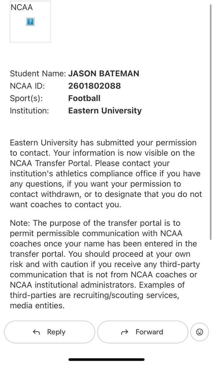 Jason8Bateman's tweet image. Thank you Eastern University , I have officially entered the transfer portal. #TransferPortal 
-1st Team All-American 
-Cliff Harris Award Finalist 
-Conf and Regional DPOY
-1st Team All Region 
-1st Team All MAC
-Philly Sida Academic All Area
-Led NCAA DIII in Forced Fumbles (7)