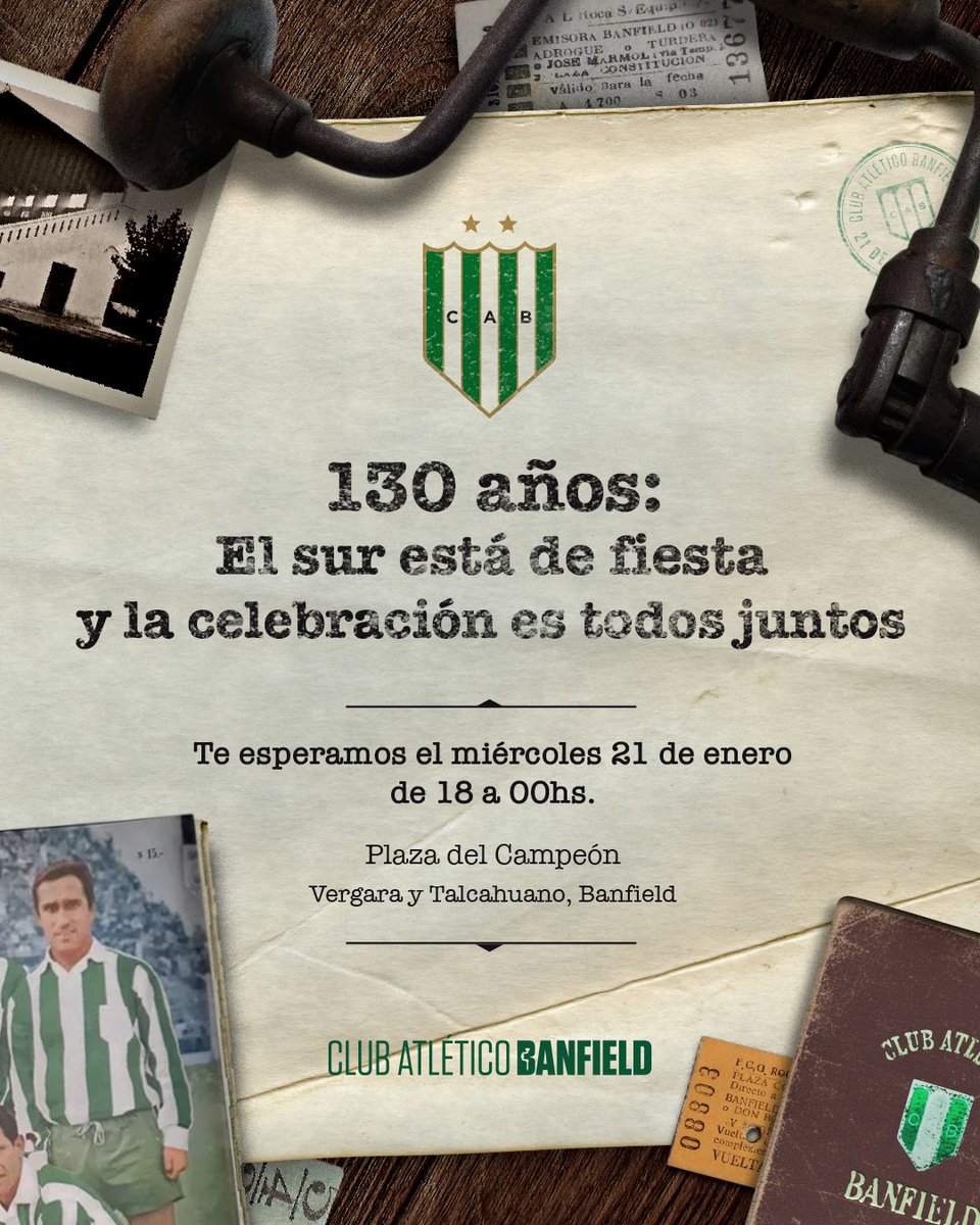 Celebrar los 130 años no es mirar para otro lado: es mirarnos a los ojos y reafirmar que sin dividirnos, a Banfield lo sacamos adelante todos juntos.

#ElSurEstáDeFiesta 💚