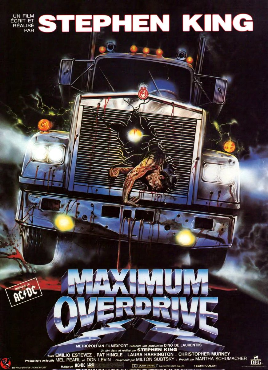 britmedia2000's tweet image. Maximum Overdrive 
(1986)

A group of people try to survive when machines start to come alive and become homicidal

REF: GBM/MAXOVERDRIVE/POSTERART/001
#StephenKing #MaximumOverdrive #PosterArt