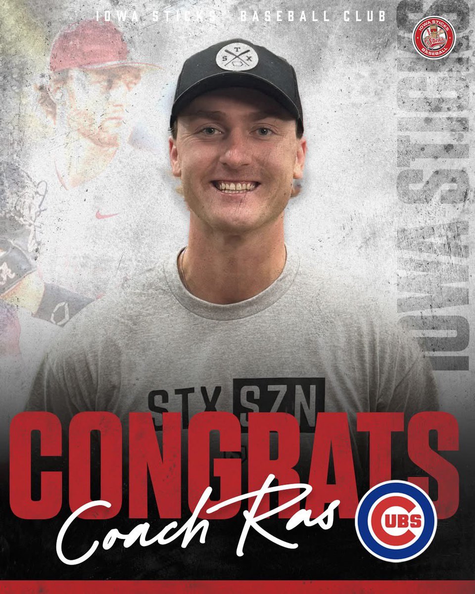 🚨 BIG CONGRATS TO COACH RAS! 🚨

Please help us congratulate Iowa Sticks baseball coach Tyler Ras on an incredible milestone! ⚾️

Coach Ras has officially signing with the Chicago Cubs! This is a huge accomplishment and a testament to his hard work, dedication, and passion for