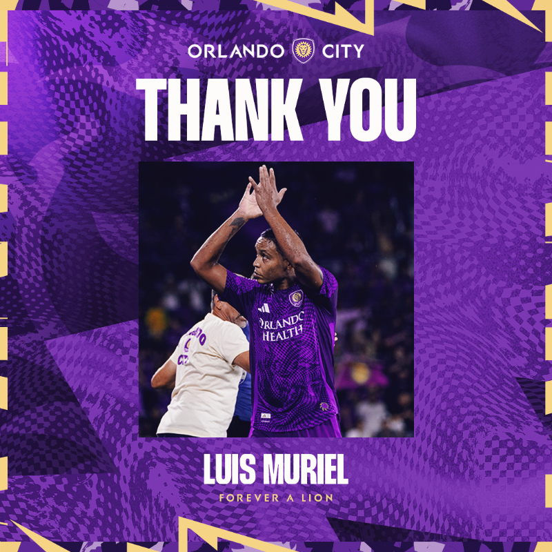 OrlandoCitySC's tweet photo. Thank you, Luis 💜

We have transferred forward and Designated Player Luis Muriel to Junior FC of Colombia’s top division, Liga DIMAYOR.