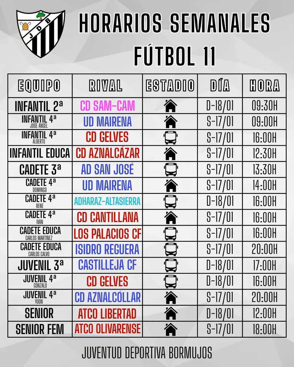 ¡𝗖𝗢𝗡𝗦𝗨𝗟𝗧𝗔 𝗟𝗢𝗦 𝗛𝗢𝗥𝗔𝗥𝗜𝗢𝗦 𝗦𝗘𝗠𝗔𝗡𝗔𝗟𝗘𝗦! ⚽️ 

¡Mucha suerte! 🍀

#IlusiónBlanquinegra