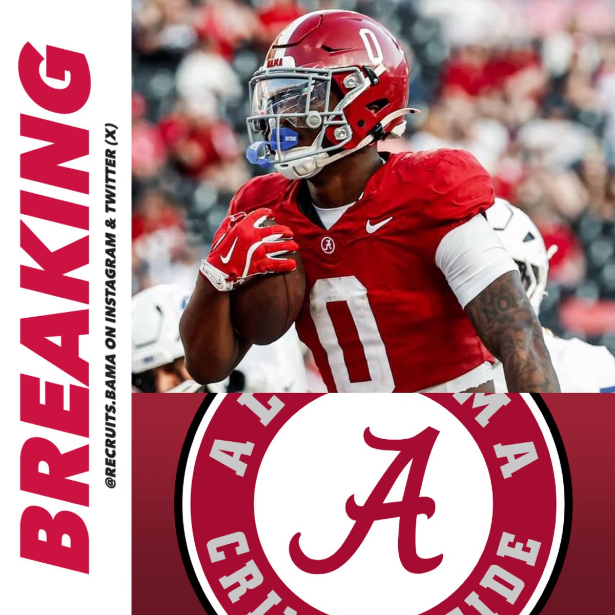 RecruitsBama's tweet image. 𝗕𝗥𝗘𝗔𝗞𝗜𝗡𝗚: Alabama RB AK Dear will RETURN to the Crimson Tide in 2026! 🐘

He had 19 carries for 140 yards and 3 touchdowns in five games this season

Dear was the No. 2 RB in the 2025 Class