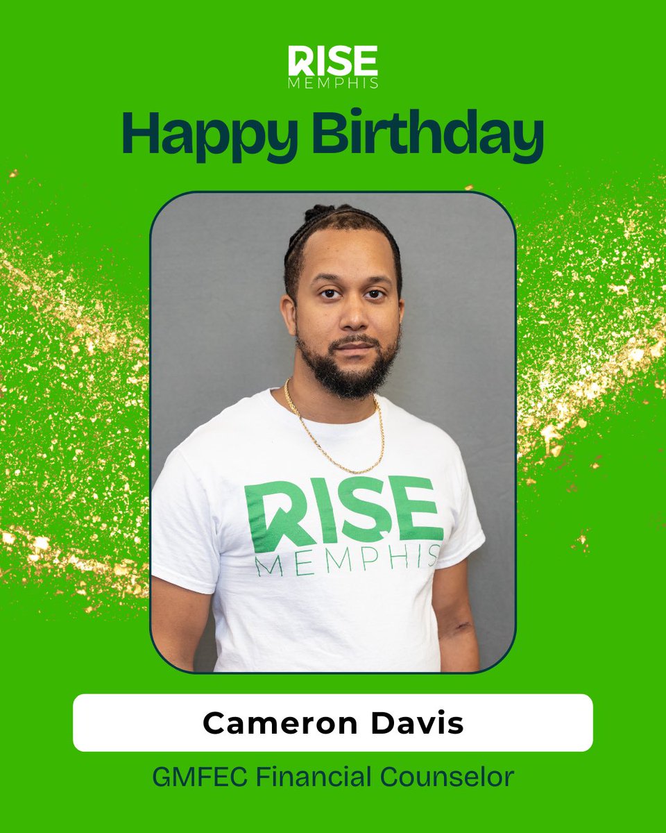 Today, we’re celebrating Cameron Davis, one of our incredible GMFEC Financial Counselors!  Your dedication to empowering our community with financial tools and guidance is truly inspiring. We’re so grateful to have you on the RISE Memphis team! #RISEMemphis