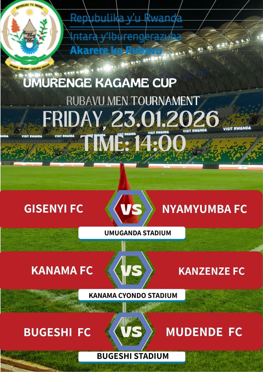 habanabakizefi1's tweet photo. #Rubavu: Kubibuga binyuranye,abahungu n'abakobwa bagiye guhatana.

n' Irushanwa ryitiriwe yumukuru w'igihugu cyacu
"UMURENGE KAGAME CUP 2026"

Twitabire iyi mikino dushimangira ihame ry' #ImiyoborereMyiza twagejejweho n'umutoza uzirusha intambwe.
@RubavuDistrict @RwandaLocalGov https://t.co/emyE3uNIFC