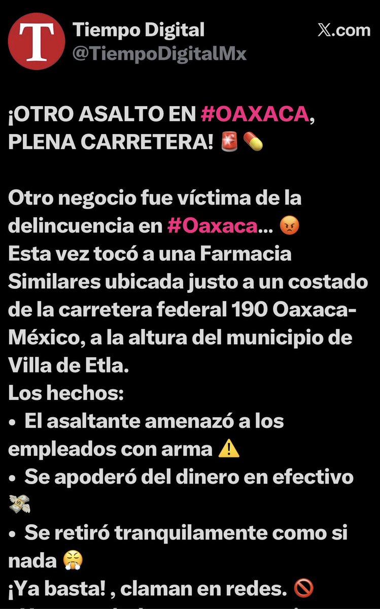 Crisis de inseguridad en Oaxaca.

Asaltos en los Valles Centrales se están desbordando.
Ayer se presentó homicidio en la capital.
Pero los asaltos están a la orden del día en varios municipios.

¿Y dónde está Salomón Jara?
De vacaciones.
Solo se aparece en una conferencia a la