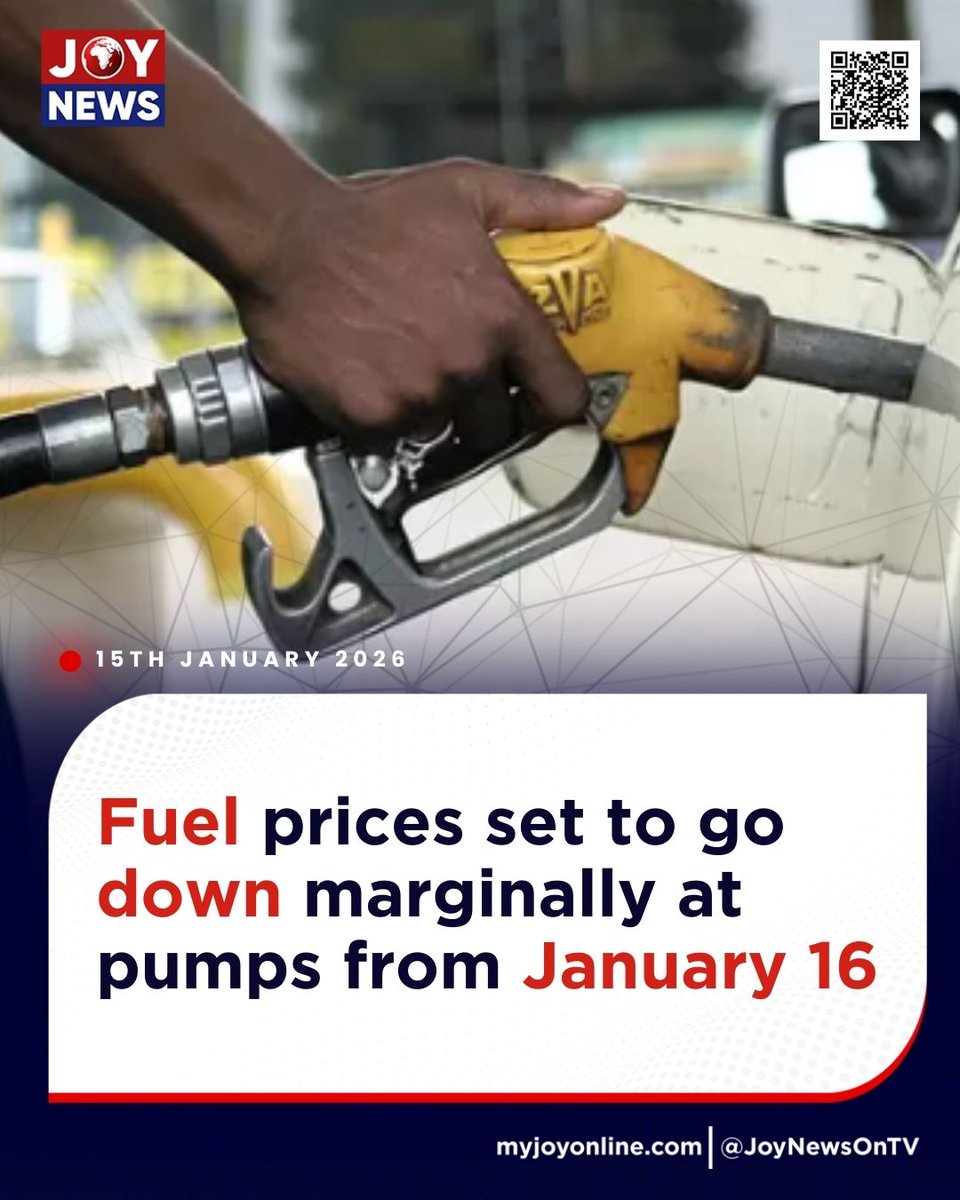 JoyNewsOnTV's tweet image. Fuel prices set to go down marginally at pumps from January 16

Details here: myjoyonline.com/fuel-prices-se…

#JoyNews #Viral #Explorepage #Ghana #JoyFM #GhanaNews #Ghana #NewsUpdate #Africa #GhPolitics #News #AfricaNews #CurrentAffairs #vlog