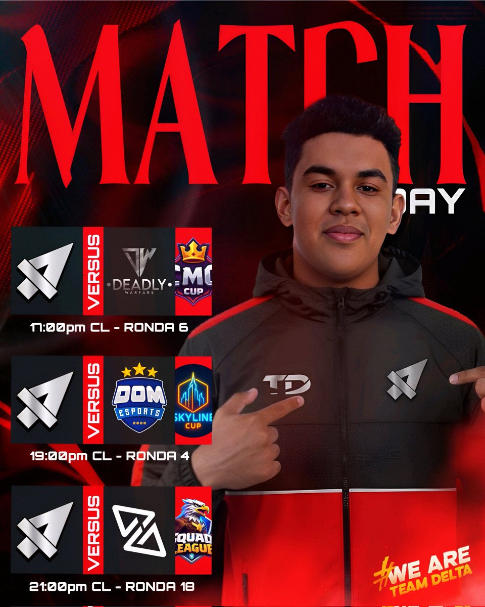 TDelta_CR's tweet image. #TDCR • HOY JUGAMOS ∆ • 

🏆 • @CMG_EsportsCR Cup
🆚 • @Deadly_Warfare
⏰ • 17:00 🇨🇱

🏆 • @SkylineCupCR
🆚 • @DOMeSportsBR
⏰ • 19:00 🇨🇱

🏆 • @SquadLeagueCR
🆚 • @AscentGamingGG
⏰ • 21:00 🇨🇱

¡Good luck! 🙌🏻

#GoDelta #AlwaysDelta #WeAreDelta
