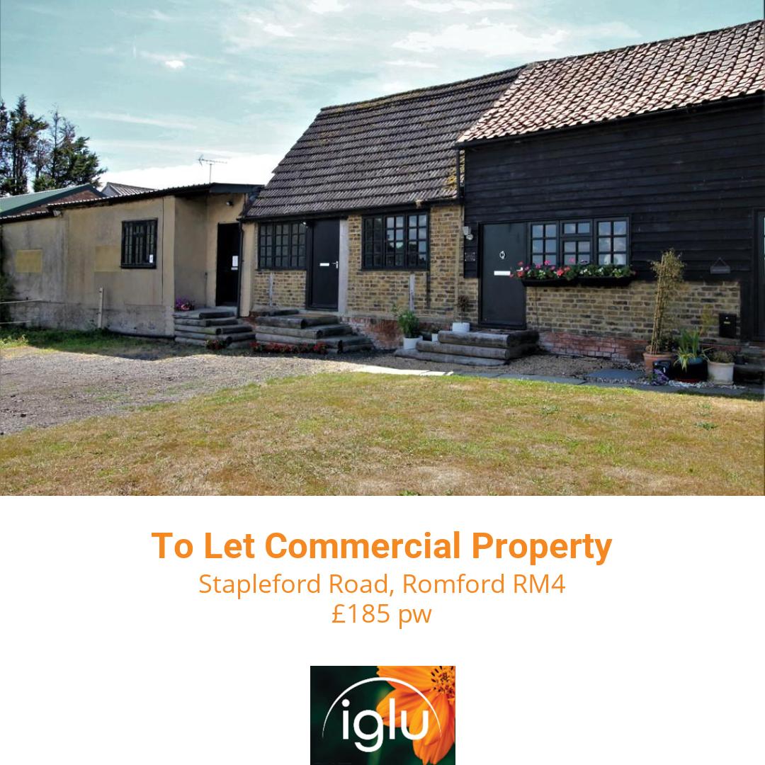 New Property To Let
Stapleford Road, Romford RM4
To Let Commercial Property £185 pw

🌟 Great size office, 140 sq ft  
🏡 Quiet country setting  
🪑 Fully furnished with desks and chairs  
👥 Accommodates up to 6 people  
🍽️ Separate...