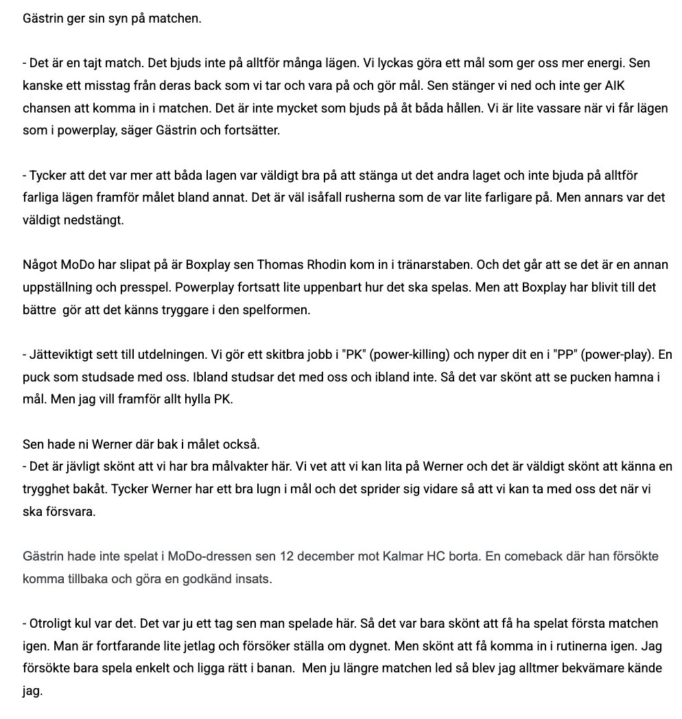 MackeFoppa's tweet image. Milton Gästrin var väldigt glad att fått spela på hemmaplan igen.
"Jag har saknat att få spela inför dessa som går på match efter match.."

#modose