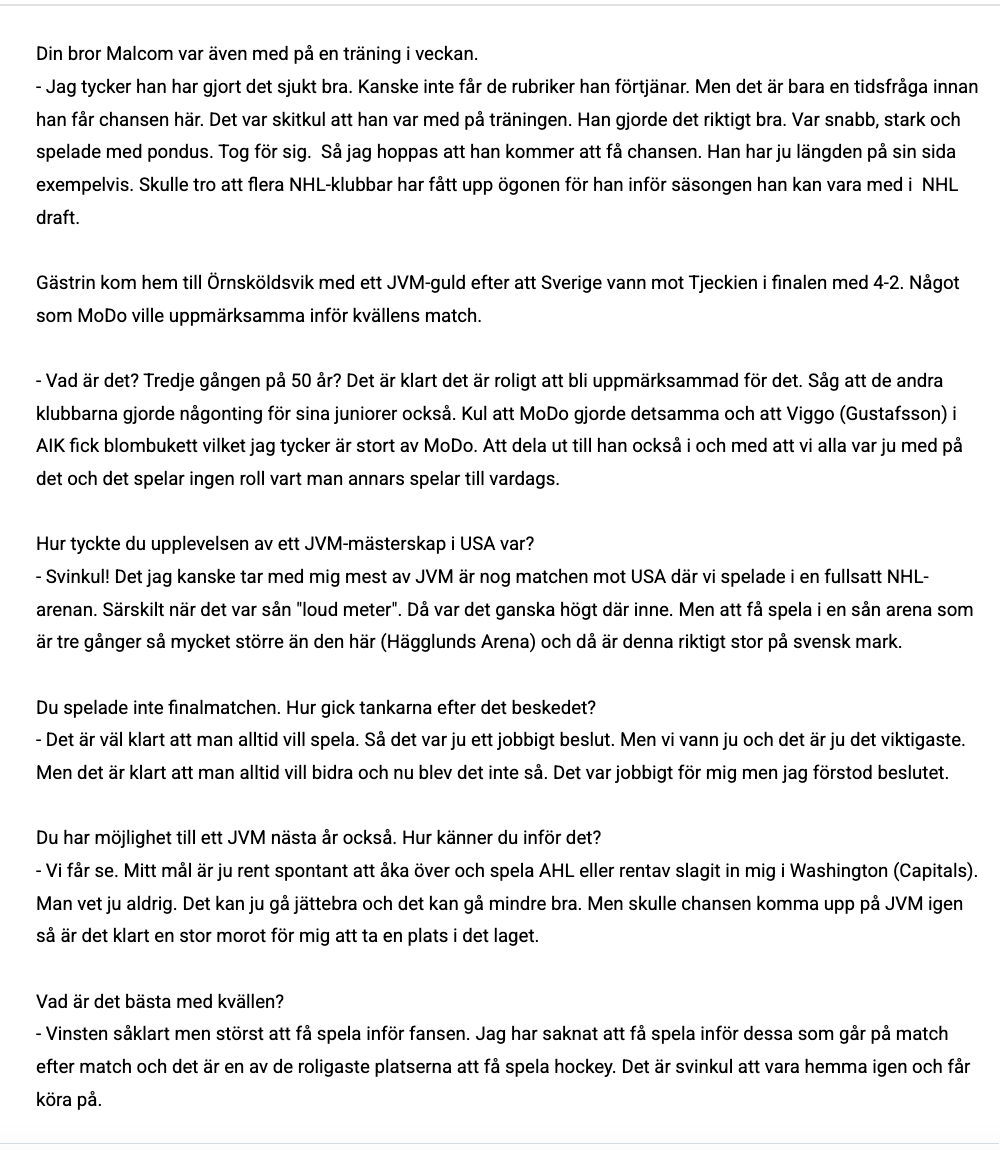 MackeFoppa's tweet image. Milton Gästrin var väldigt glad att fått spela på hemmaplan igen.
"Jag har saknat att få spela inför dessa som går på match efter match.."

#modose