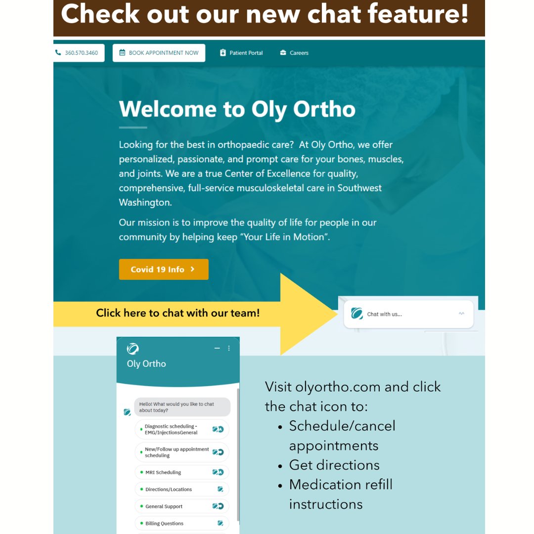 OOA's chat feature is a fast, convenient way to connect with our staff for:
✔️ Scheduling or canceling appointments
✔️ Getting directions
✔️ Medication refill instructions
✔️ And more!
OOA employees are ready to help you instantly. Go to na2.hubs.ly/H032L2x0 to get started.