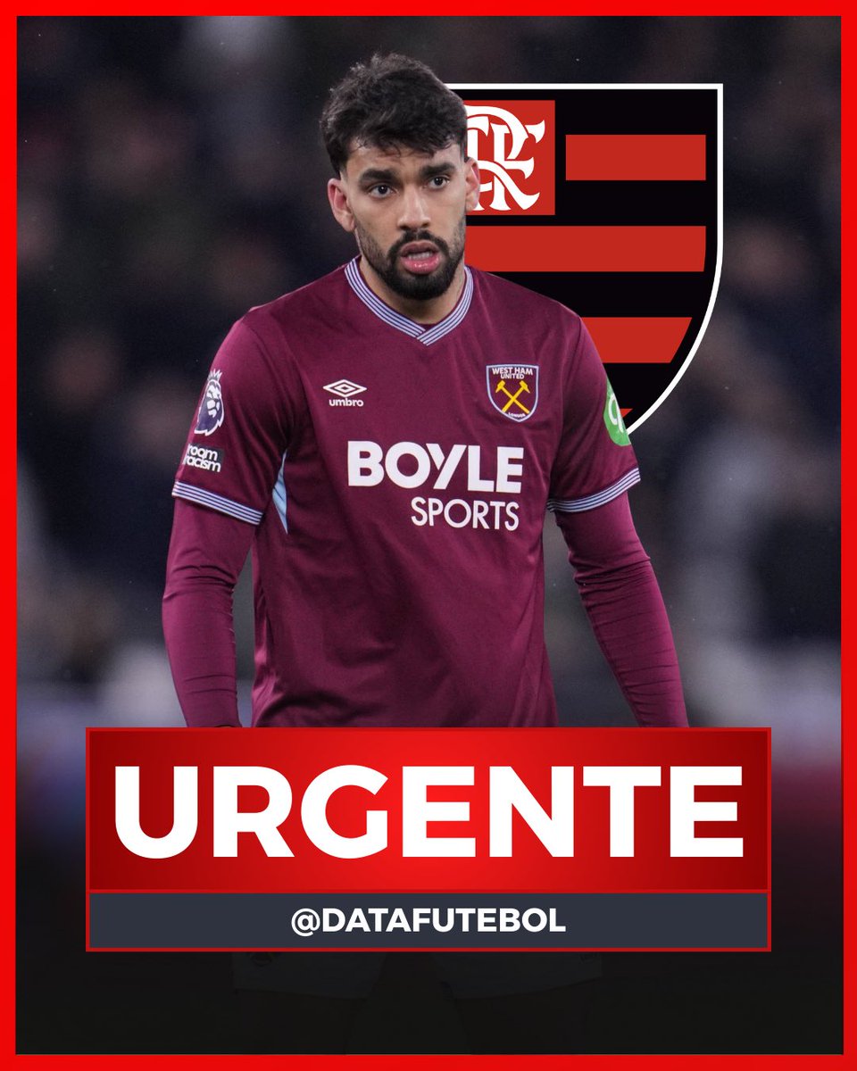 DataFutebol's tweet photo. URGENTE! 🚨 

O Flamengo e o West Ham se APROXIMAM DO ACORDO para fechar a transferência do LUCAS PAQUETÁ.

A transação seria na casa dos 35 MILHÕES DE EUROS (217 milhões de reais) + 5 MILHÕES DE EUROS (31 milhões de reais) em bônus.

O clube inglês informou ao Flamengo que vai liberar o meia mediante o recebimento de um valor mais próximo do que o clube carioca pode e deseja pagar pelo jogador.

Só resta um problema: a data da liberação. O jogador e o Fla querem a liberação imediata, mas o West Ham quer um empréstimo até o final da temporada europeia.

Apesar desse problema, os dirigentes do Fla acreditam na conclusão do negócio em breve, mesmo com essa última dificuldade.

Via @geglobo