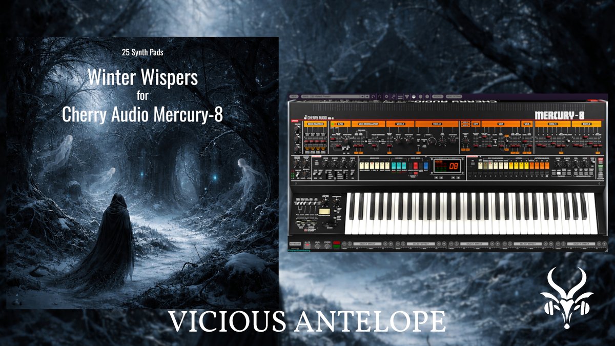 Get ready to add pure atmosphere to your tracks! ❄️🎹 Winter Whispers is here with 25 lush pads for Cherry Audio Mercury-8.

Dive into a collection of vintage-inspired textures, warm synthetic layers, and evolving soundscapes. Whether you are crafting deep ambient music,