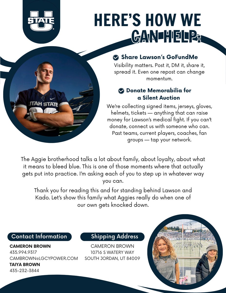 This is a former player of ours who is fighting a fight bigger than football…please keep this family and Lawson in your prayers and consider helping in any way you feel led. 🙏🏼