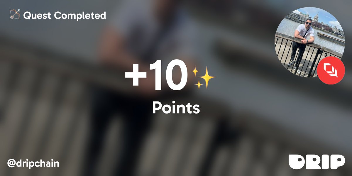 HRVisionAG's tweet photo. I just earned 10 Points for completing a Quest at @dripchain for the best of the best @plumenetwork https://t.co/Me2XWyUB8r