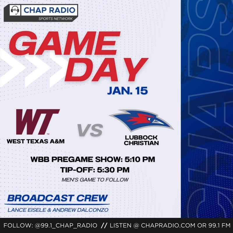 LCU_Chap_Radio's tweet image. Catch a LSC doubleheader on our airwaves tonight as LCU Basketball hosts West Texas A&amp;amp;M for the #RivalryOnTheRange. Coverage begins at 5:10 pm on 99.1 FM and chapradio.com.