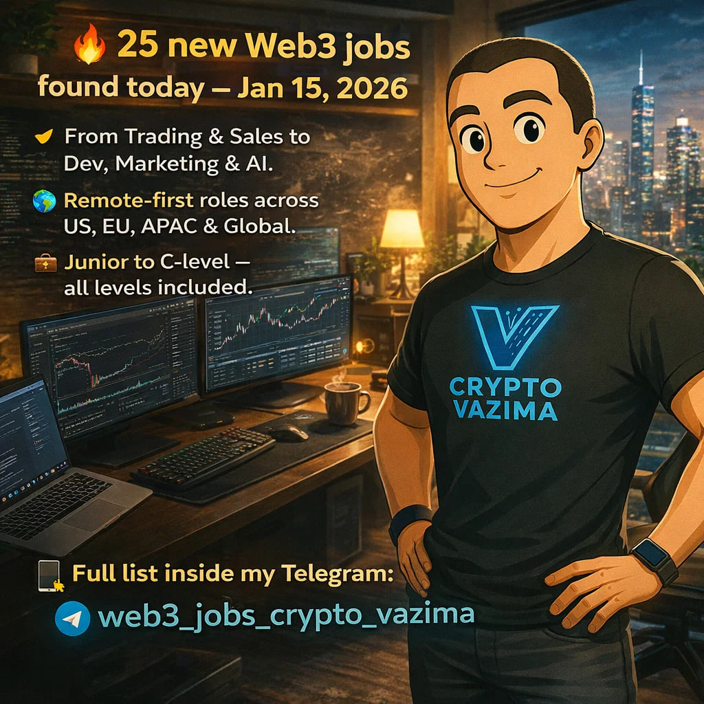 🔄 25 fresh Web3 jobs found today (Jan 15, 2026): 💬 Crypto Trader /  Community Partner — Remote (Global) | Futures & Spot trading, community  growth, liquidity & partner engagement | https://t.co/000Jp7SAWO