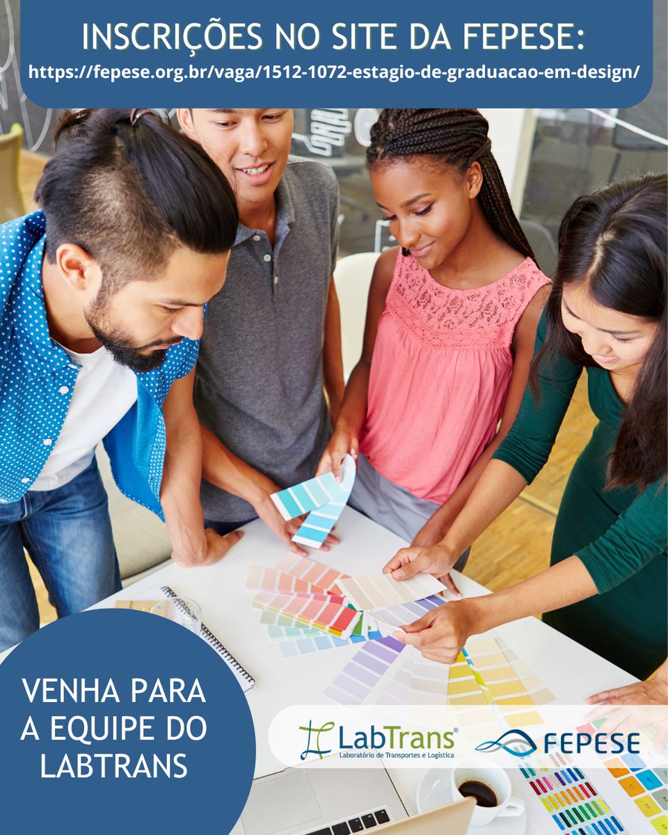 LabtransUFSC's tweet image. 🎨 Você é estudante de Design e quer colocar sua criatividade em prática?
O LabTrans/UFSC está com uma nova vaga de estágio presencial aberta para quem está cursando graduação em Design!
📌 O que você vai fazer?

Apoiar no levantamento e organização de dados

Pesquisar temas…