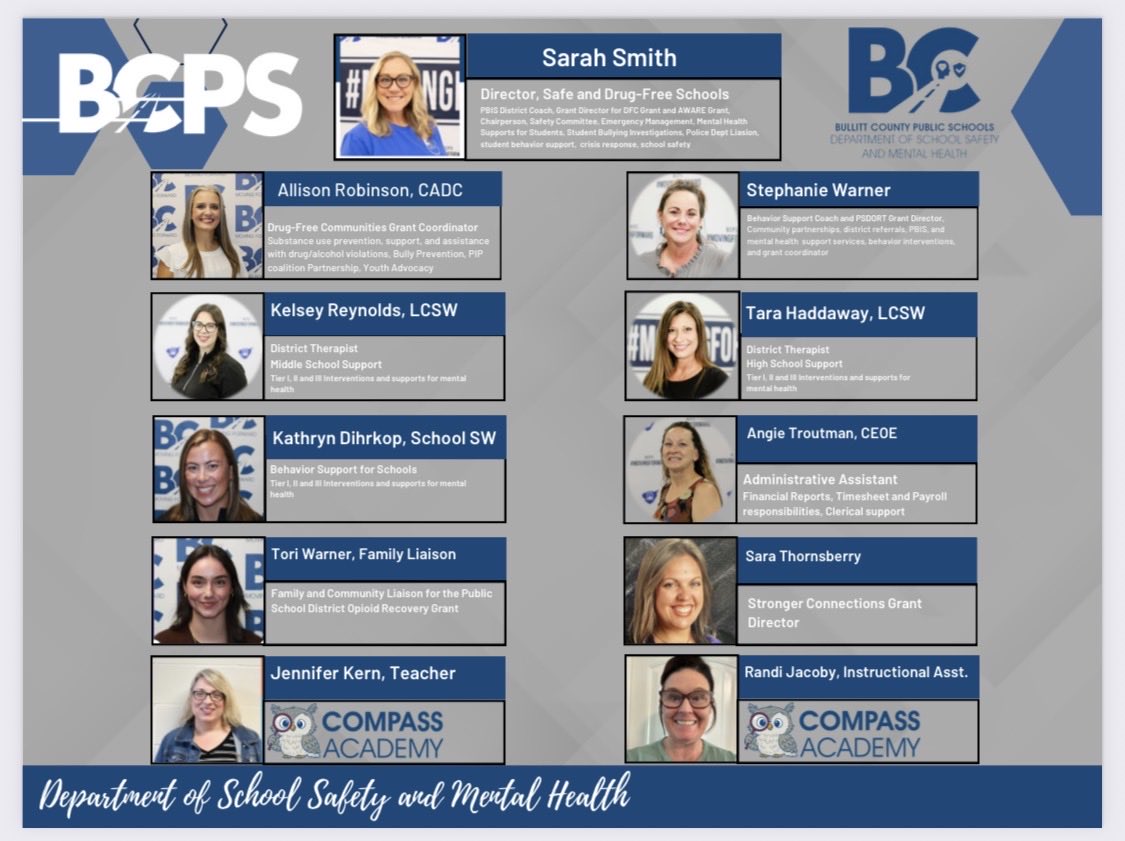 Please join us in welcoming the newest members of our BCPS Safe Schools Team!

Pictured: BCPS Safe Schools Organizational Chart