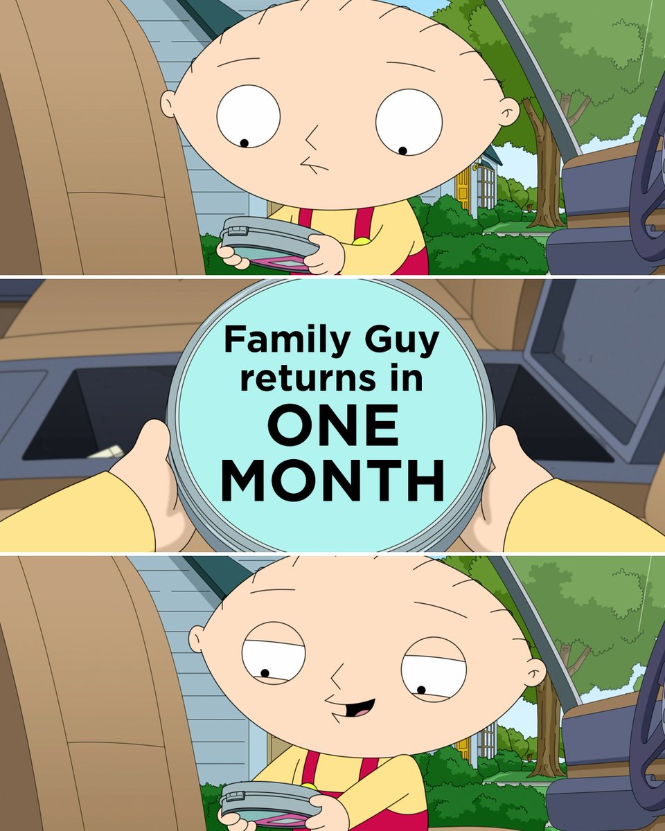 FamilyGuyonFOX's tweet image. surprise! i'm back on your tv in ONE MONTH 💯

#familyguy season 24 premieres february 15 on #FOX, next day on @hulu.
