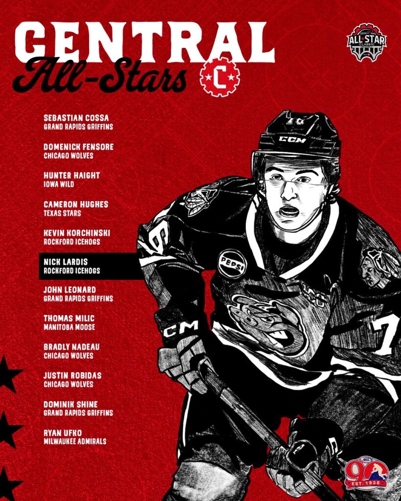danielthefink's tweet image. Here's the full Central Division roster who will be playing alongside Thomas Milic at the 2026 #AHLAllStar Classic.