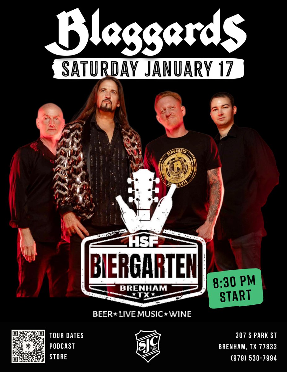 THIS SATURDAY, January 17, we're back at HSF Biergarten in Brenham, one of the greatest music venues in Texas!

Saturday, January 17
Home Sweet Farm Biergarten (8:30 PM start)
307 S. Park Street
Brenham, Texas 77833