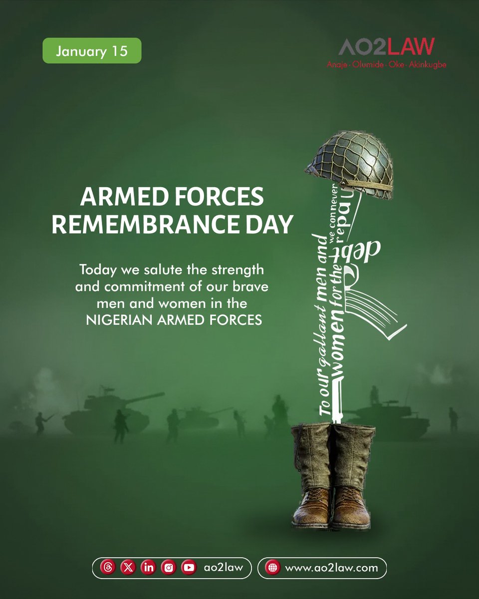 Today, we honour the courage, sacrifice, and unwavering commitment of the brave men and women of the Nigerian Armed Forces.
Your service and sacrifice will never be forgotten. 🇳🇬🕊️
#ArmedForcesRemembranceDay #WeRemember #Nigeria