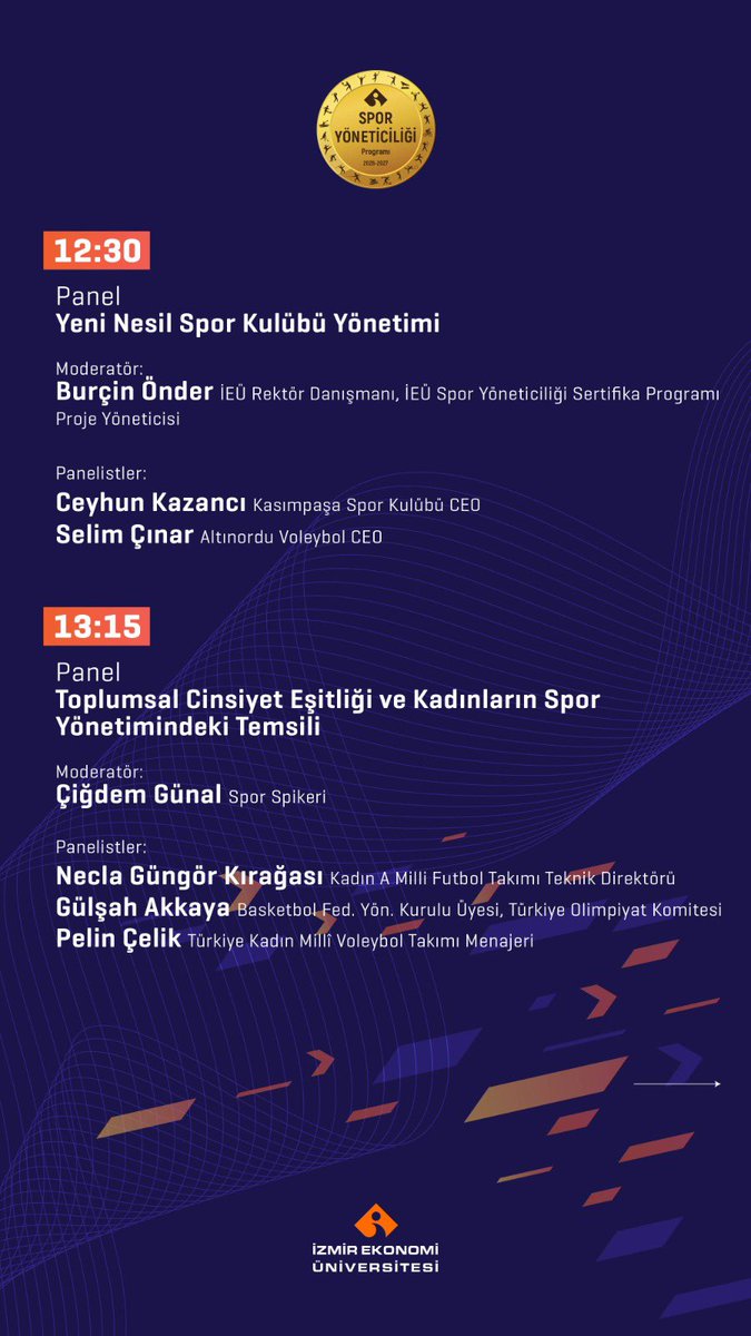 SlmCinar's tweet photo. İzmir Ekonomi Üniversitesi’ nin ev sahipliğinde açılan “Spor Yöneticiliği Programı” nın 19 Ocak, pazartesi günü 11:00’ de gerçekleşecek olan açılış panelinde.. @izmirekonomiuni https://t.co/z9InS5yYmH