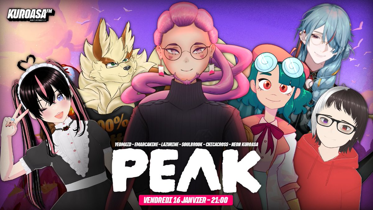 [⏩NEXT STREAM / 👥COLLAB ]

🎮 : PEAK
🕛 : 21H

Demain ça GRIMPE !

Première grosse collab de 2026 et quel plaisir de GLOMPER LA MONTAJN avec <a href="/yeo_maidVT/">Yeo ☕️ • Maid</a> <a href="/EmArcanine/">EmArcanine 🔥VTUBER🔥</a> <a href="/Lazurine_/">Lazurine 🐸🥼 Pyjams</a> <a href="/Soul__Brook/">SoulBrook</a>  <a href="/ChicaCross_vt/">ChicaCross | Narrateur | streamer | Vtuber</a>  !!!