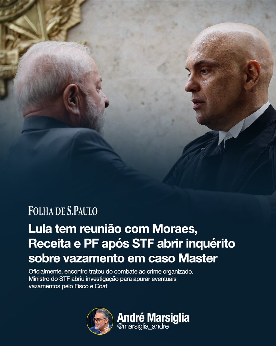 marsiglia_andre's tweet image. O presidente Lula (PT) teve uma reunião nesta quinta-feira (15) com autoridades ligadas ao caso Master e o novo ministro da Justiça, Wellington César Lima e Silva, com a justificativa de conversar sobre o combate ao crime organizado.

O encontro colocou na mesma sala o ministro…