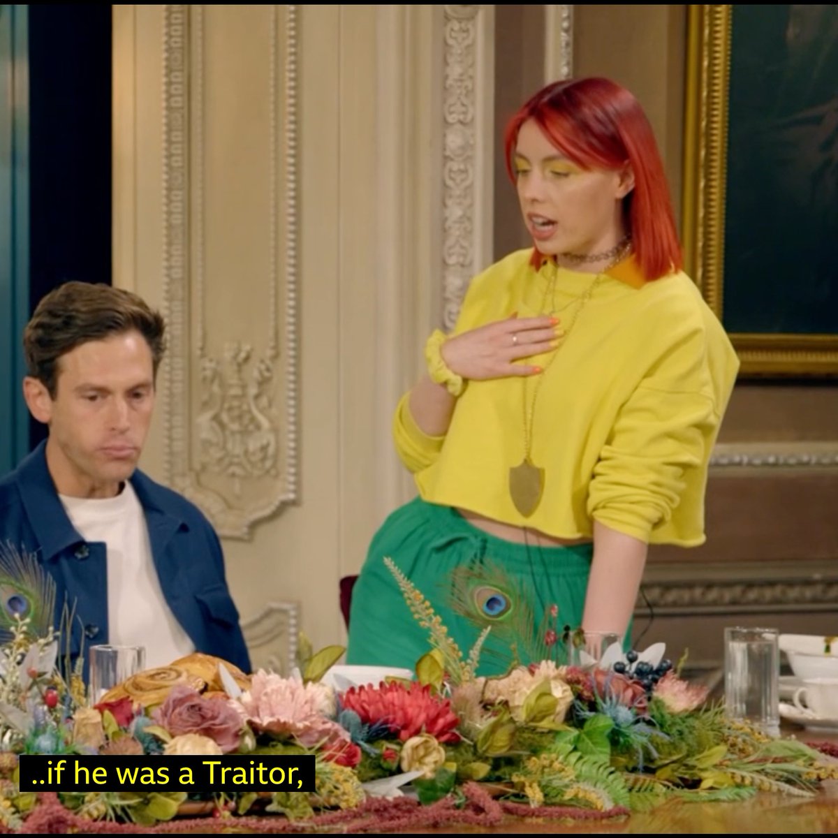 tweetsbyrayan's tweet image. Jessie speaking facts as always: a traitor wouldn't be so desperate that they take a shield and hide it... 😭#TheTraitors