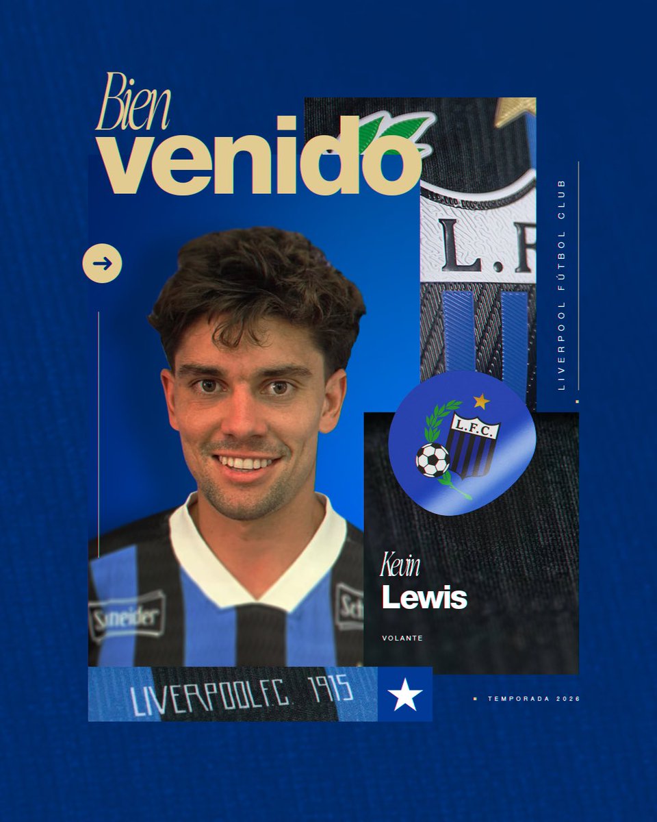 LiverpoolFC1915's tweet image. 🔵 ¡Bienvenido Kevin!

El volante Kevin Lewis es nuevo jugador de Liverpool para la temporada 2026.