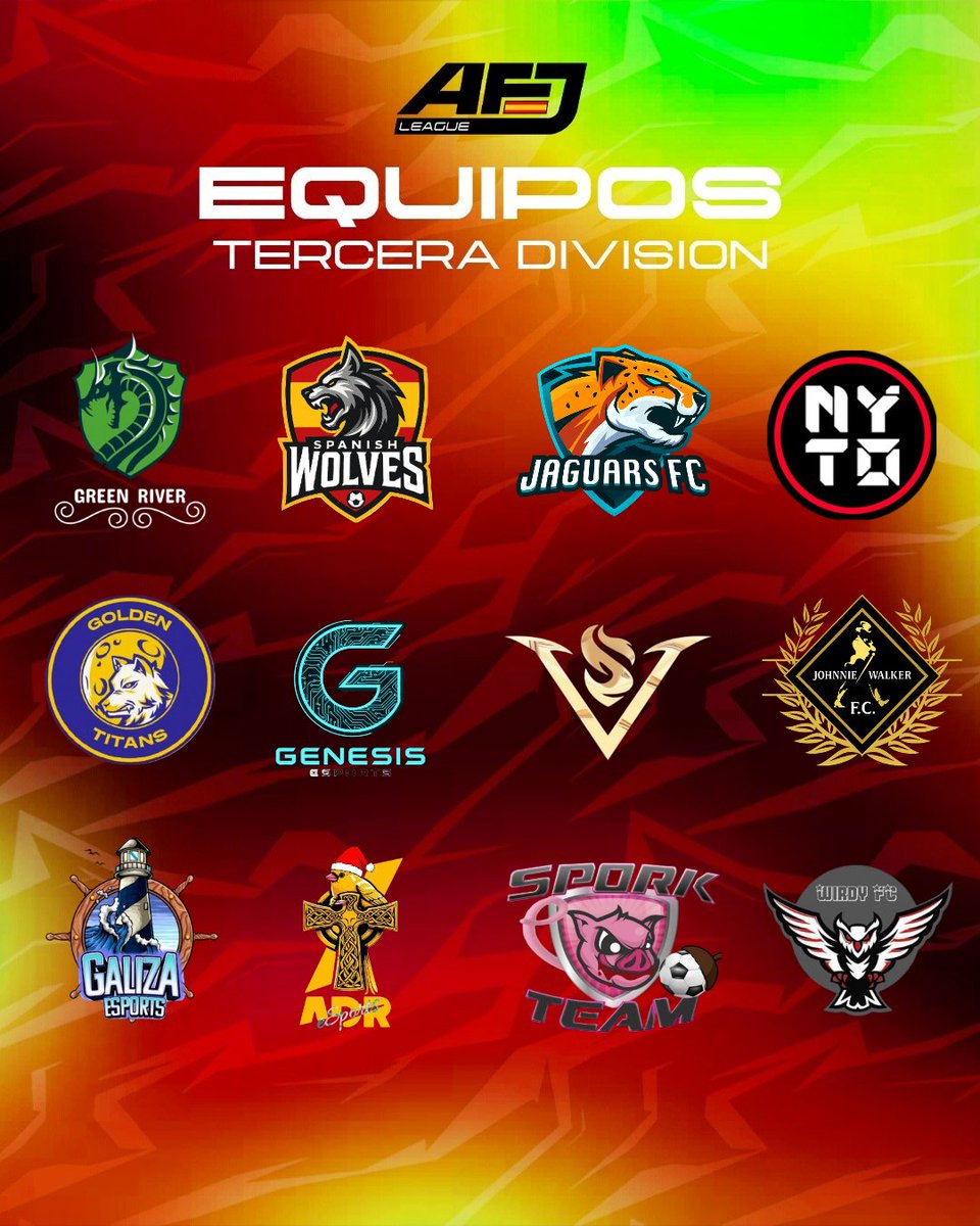 🏆 𝕋𝔼ℝℂ𝔼ℝ𝔸 𝔻𝕀𝕍𝕀𝕊𝕀𝕆ℕ 𝔹

<a href="/GreenRiverFC/">GREEN RIVER</a>
<a href="/SpanishWolves10/">SPANISH WOLVES</a>
#JaguarsFC
<a href="/Nyto_eSports/">Nyto eSports ❤️ 🖤</a>
<a href="/titans_golden/">GoldenTitans</a>
<a href="/GenesisEsport12/">Genesis Esports</a>
<a href="/ShivaeSports_/">𝐒𝐡𝐢𝐯𝐚 𝐞𝐒𝐩𝐨𝐫𝐭𝐬</a>
<a href="/Jwalkerssports/">Jwalkers eSports</a>
<a href="/Galizaesports/">Galiza eSports</a>
@ADR__eSports
<a href="/SPORK_TEAM/">SPORK TEAM</a>
<a href="/WirdyFC/">Wirdy FC</a>

#𝐒𝐨𝐦𝐨𝐬𝐀𝐅𝐉