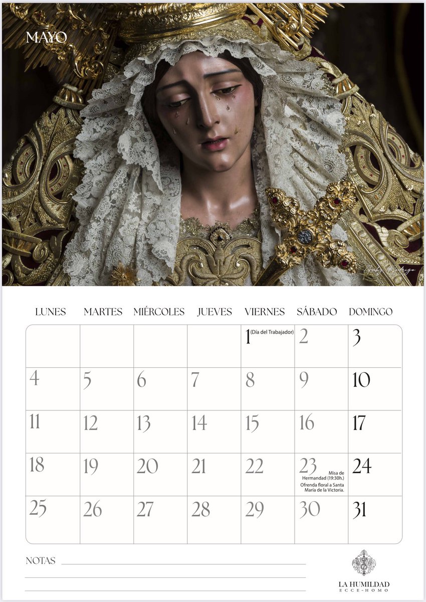 👕 #MERCHANDISING |

Ya se encuentra disponible en la Casa de Hermandad el calendario del año 2026.

💶 Donativo: 8 €

📍 Puedes adquirirlo los martes, de 20:00 a 21:30, durante la apertura al hermano.

📩 Si no puedes acudir en ese horario, escríbenos por los medios habituales