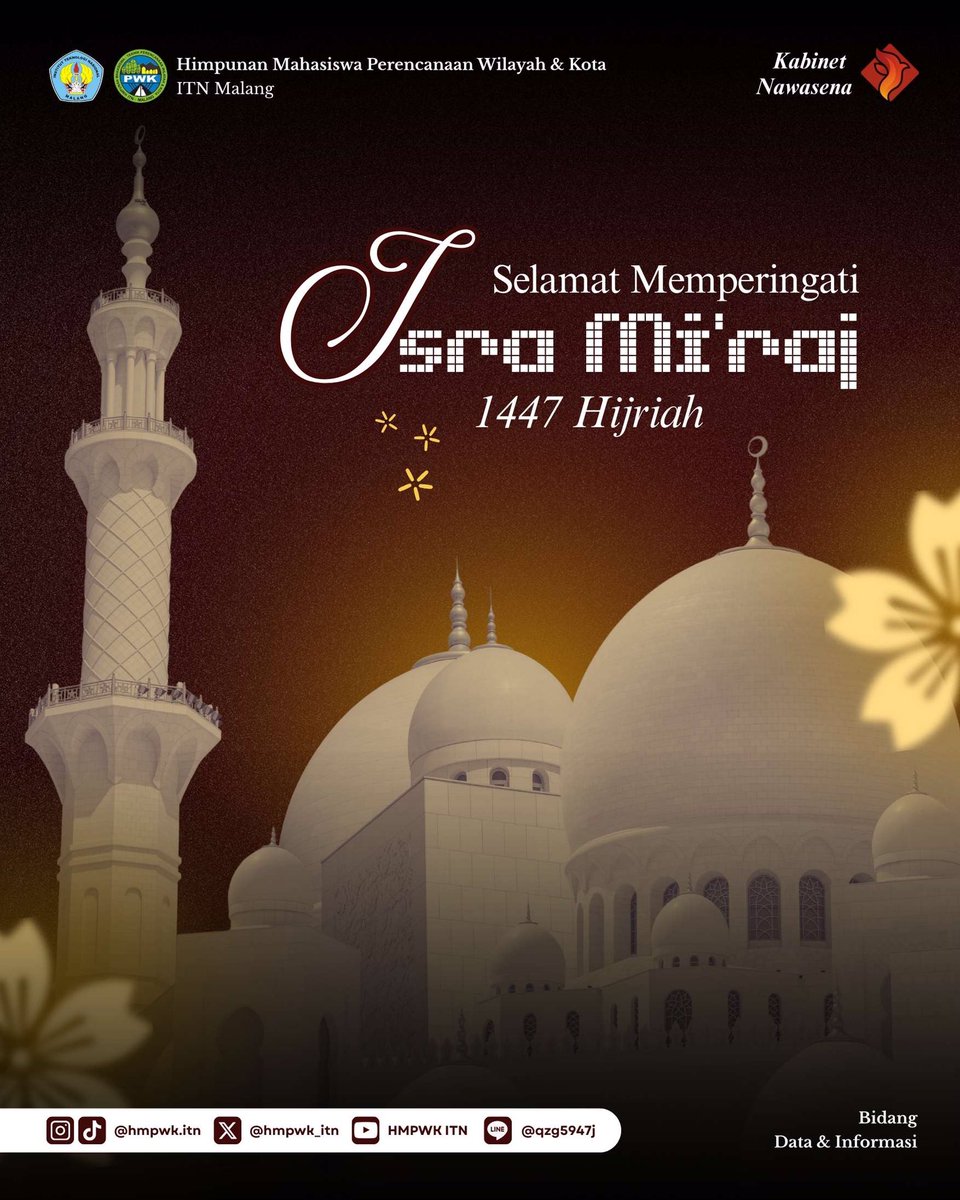 Selamat Memperingati Isra Mi’raj 1447 H 🌙✨

Momentum untuk merenung, memperkuat iman, dan menjaga shalat sebagai pondasi kehidupan. Semoga hati selalu diterangi petunjuk-Nya. 🤍🕌

#KabinetNawasena