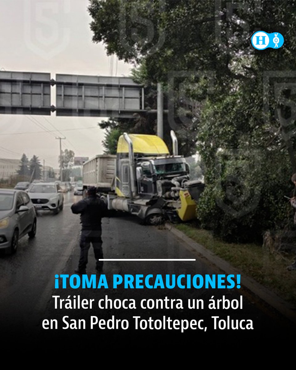 #Atención | 🚨 Accidente en Toluca: un tráiler choca contra un árbol en San Pedro Totoltepec 🌳🚛
El percance genera tráfico lento en Boulevard Miguel Alemán Valdés y San Antonio, a la altura del #C5Edoméx 🚑