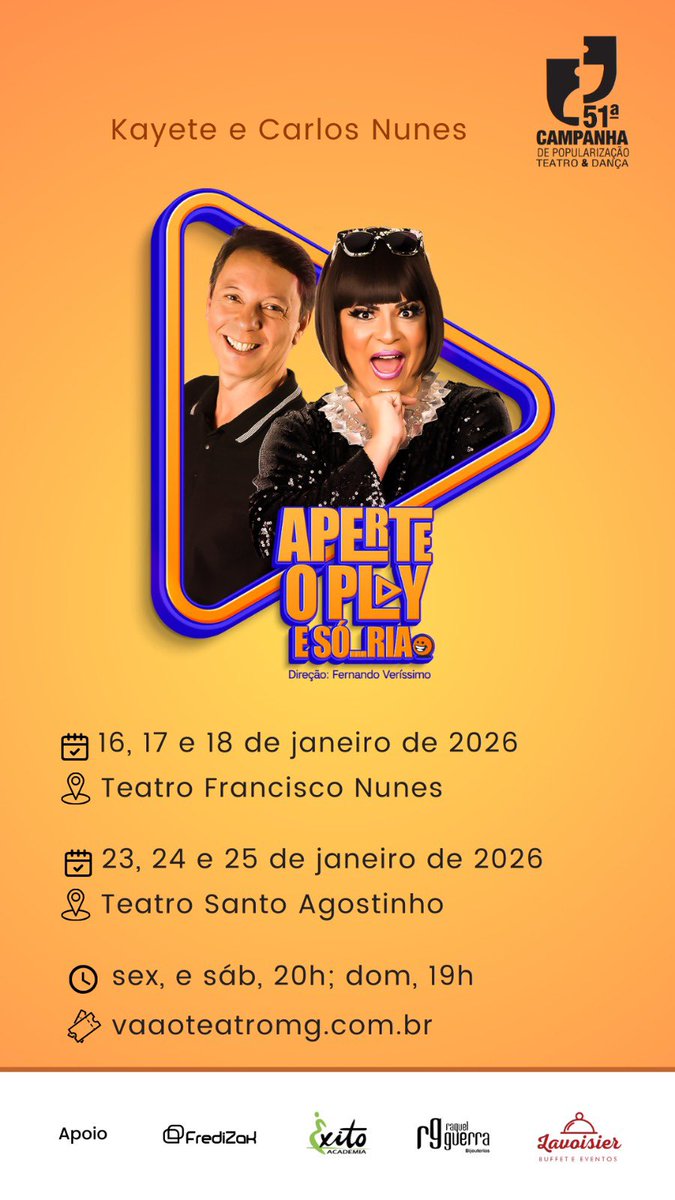 Amanhã tem teatro e esperamos vocês! 🪭