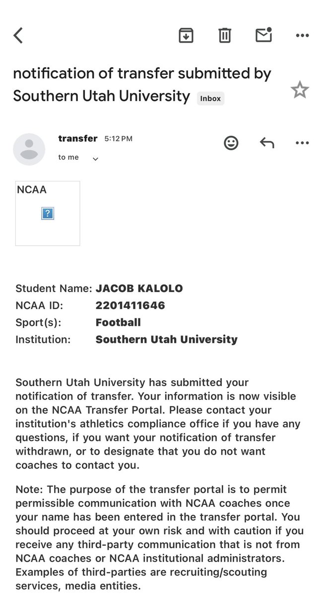 JacobKalolo9's tweet image. Officially in transfer portal.