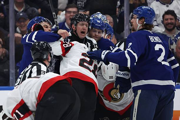 ScoutingTheRefs's tweet photo. Refs Corey Syvret #23 and Garrett Rank #7 work Maple Leafs vs. Golden Knights with James Tobias #61 and Trent Knorr #74 
https://t.co/Hk0zi076L6 
#LeafsForever #VegasBorn #TORvsVGK  #NHL https://t.co/WJwgb6UwyT