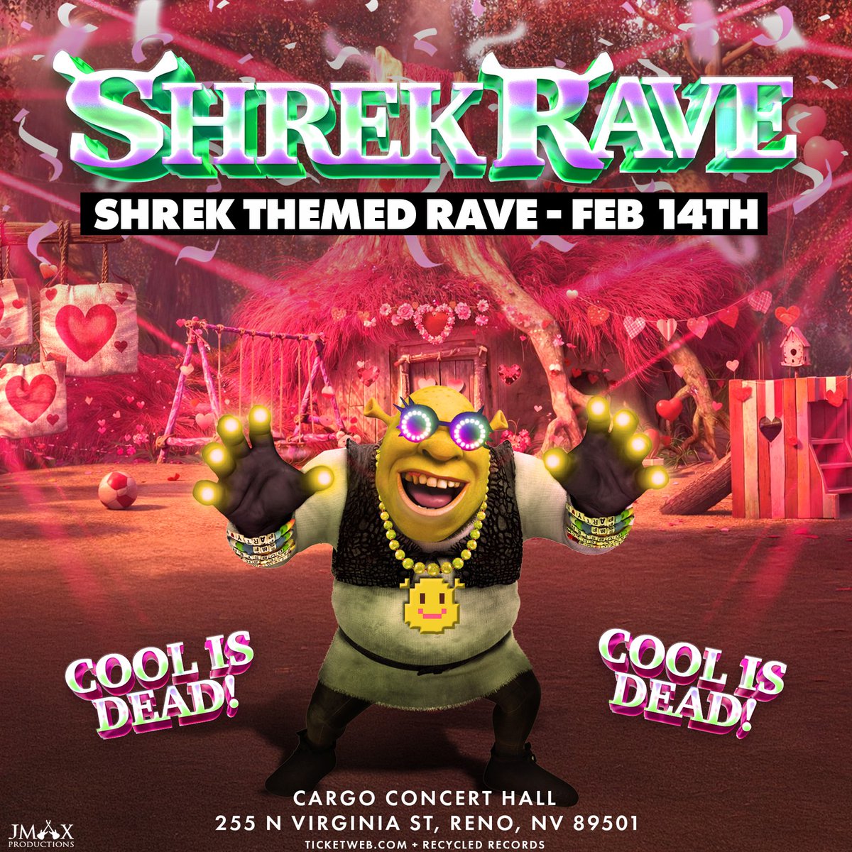 🧅💚 GET INTO OUR SWAMP! 💚🧅 
Look, it's dumb. It's fun. Just get dressed up and dance with us! Tickets on sale now at bit.ly/4pIw3Do.

#ShrekRave #CargoConcertHall