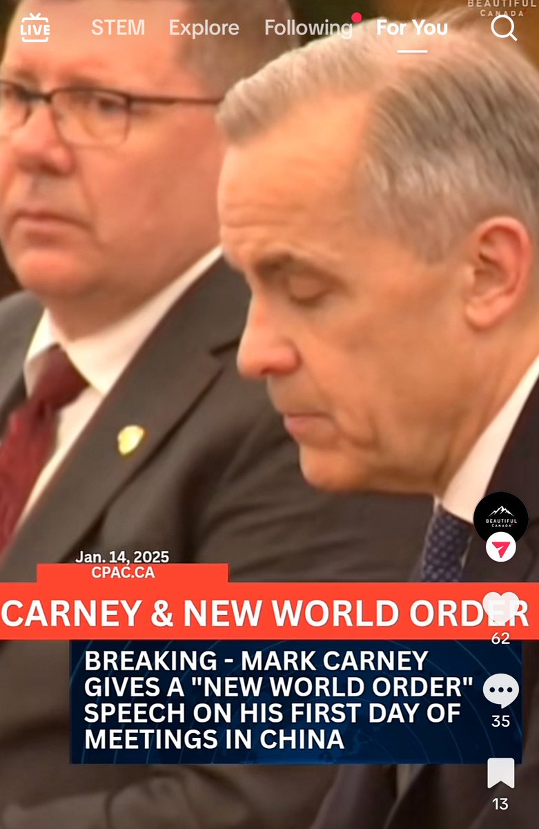 myabradshaw78's tweet image. The Coward Mark Carney goes to Communist China and states Canada will be apart of The New World Order,why didn’t he campaign on that?? Than Coward Carney will be headed to The World Economic Forum meeting in Davos,what’s he signing Canada up for there?? Carney isn’t…